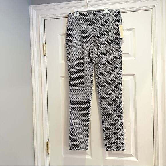 Michael Kors Pants Medium $78 Stretch Slacks Diamond Print Black White NWT - Picture 8 of 13
